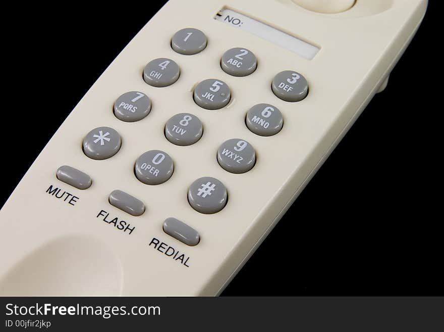 Telephone set keyboard isolated on black background