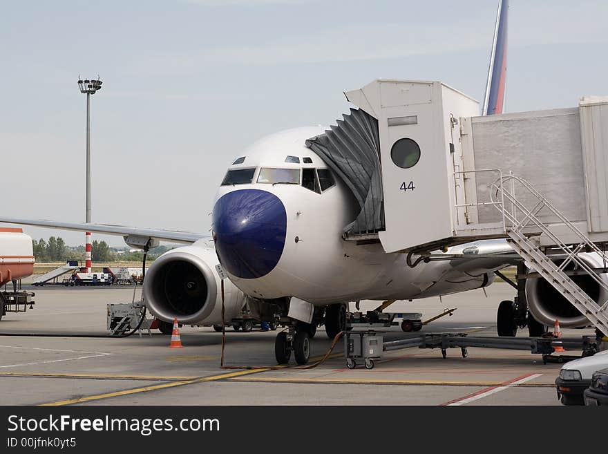 Airplane standing on the airport. Airplane standing on the airport