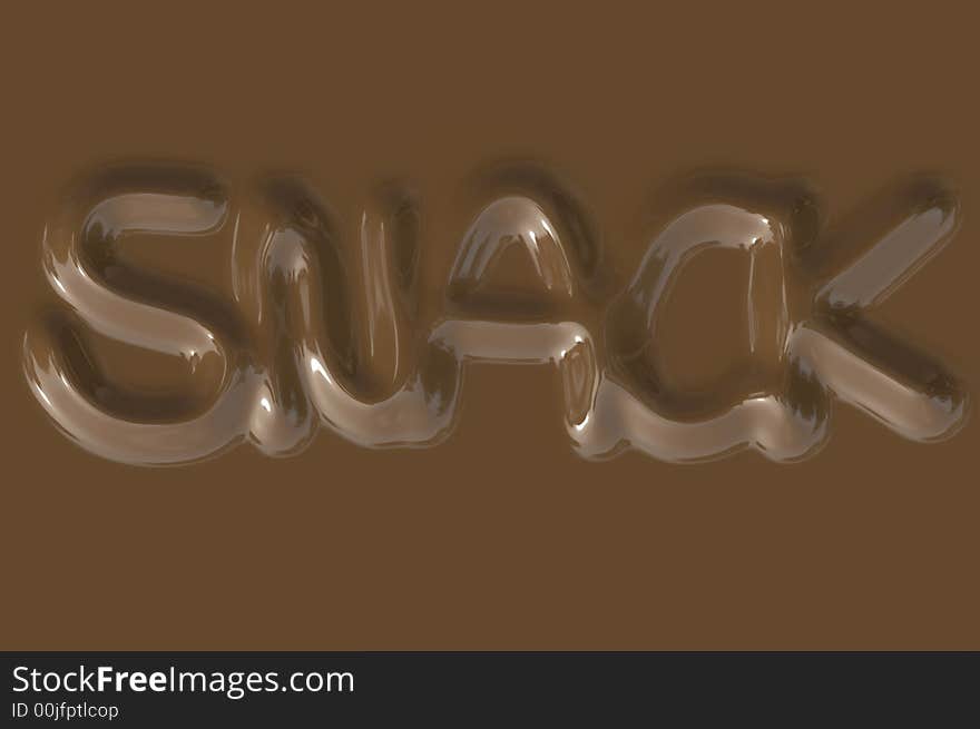 Snack written in chocolate covered letters. Snack written in chocolate covered letters