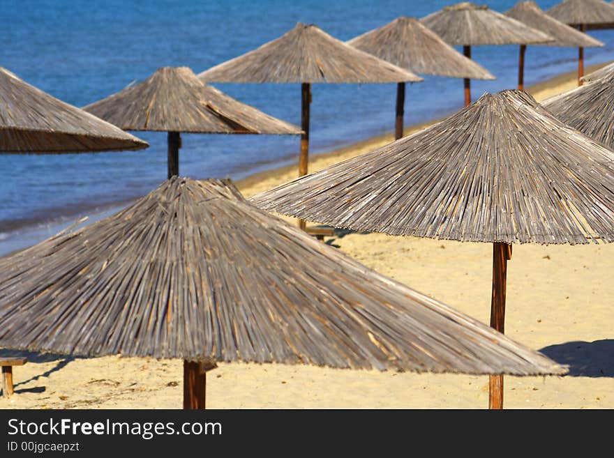 Beach with umbrellas