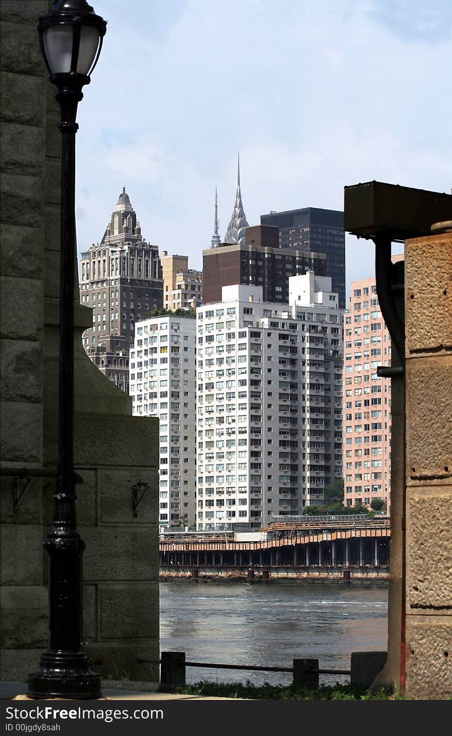 Midtown Manhattan skyscrapers seen from a peaceful and quite place. Midtown Manhattan skyscrapers seen from a peaceful and quite place