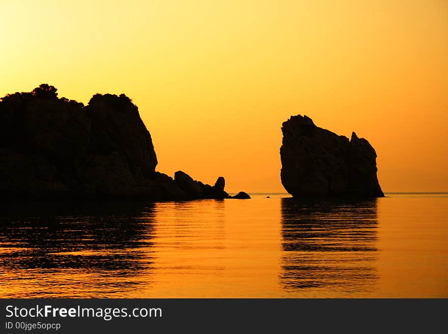 Cliffs in the sea in the morning