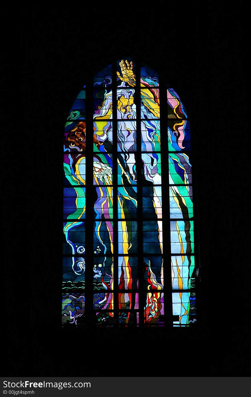 Multi colored stained glass window