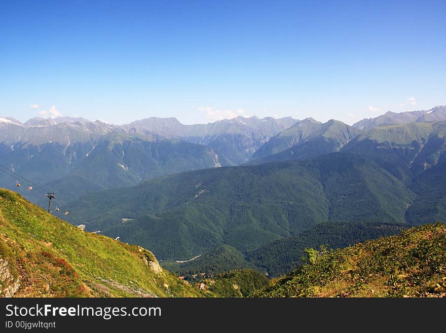 Mountain ridge of Caucasus in summer day. Mountain ridge of Caucasus in summer day