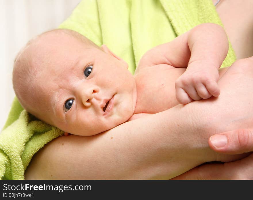 The baby on hands at mum. The baby on hands at mum