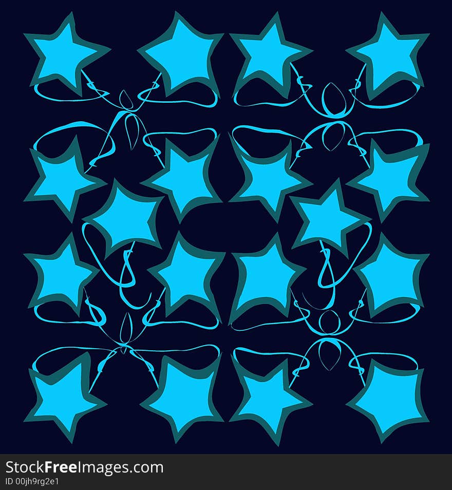 Blue stars pattern on black background. Blue stars pattern on black background