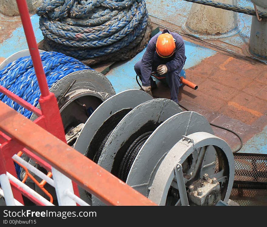 Worker on boat