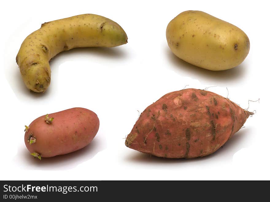 Potatoes on white background