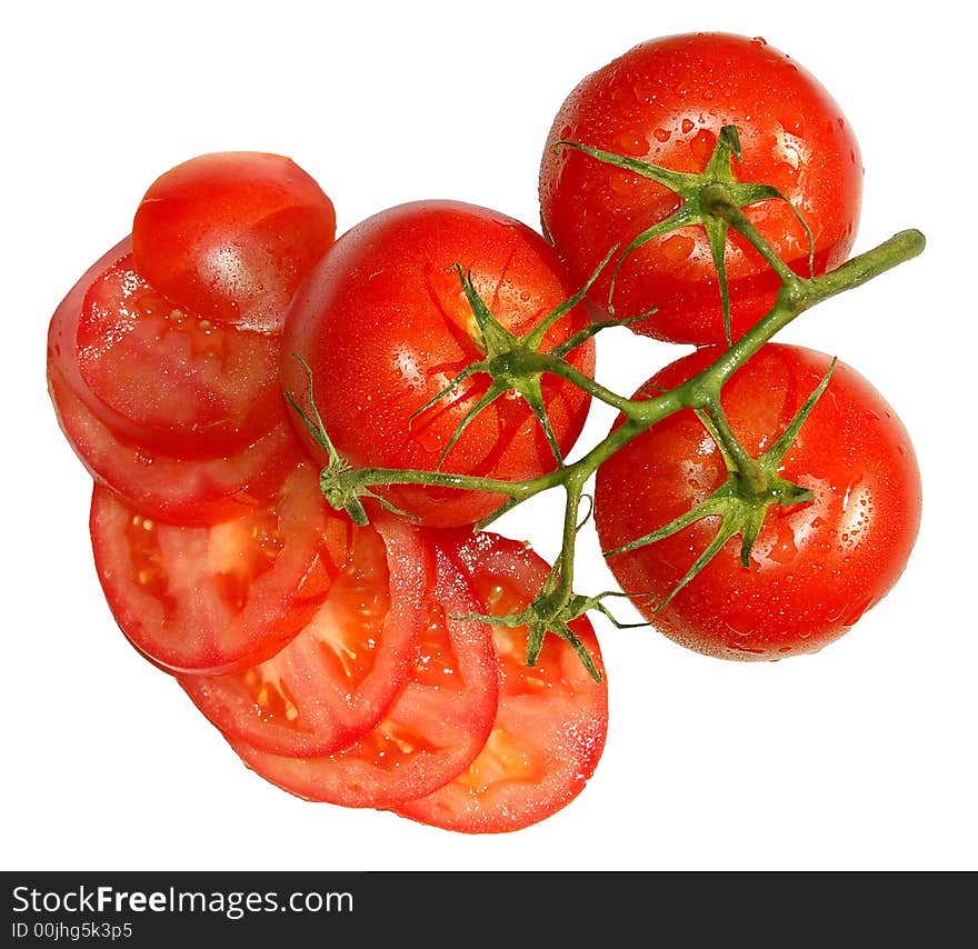 Branch of ripe tomatoes