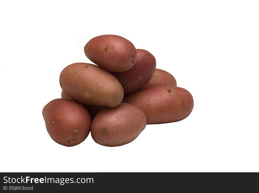 Red potatoes isolated on white