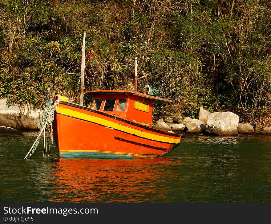 Anchored boat at the bay. Anchored boat at the bay