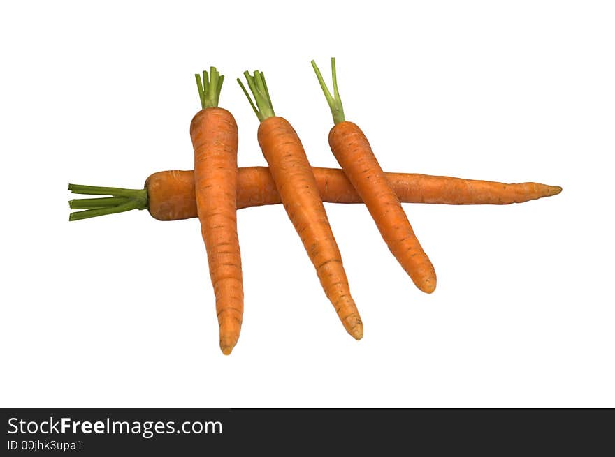 Fresh Carrots Isolated On Whit