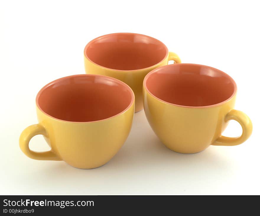 Three empty cups