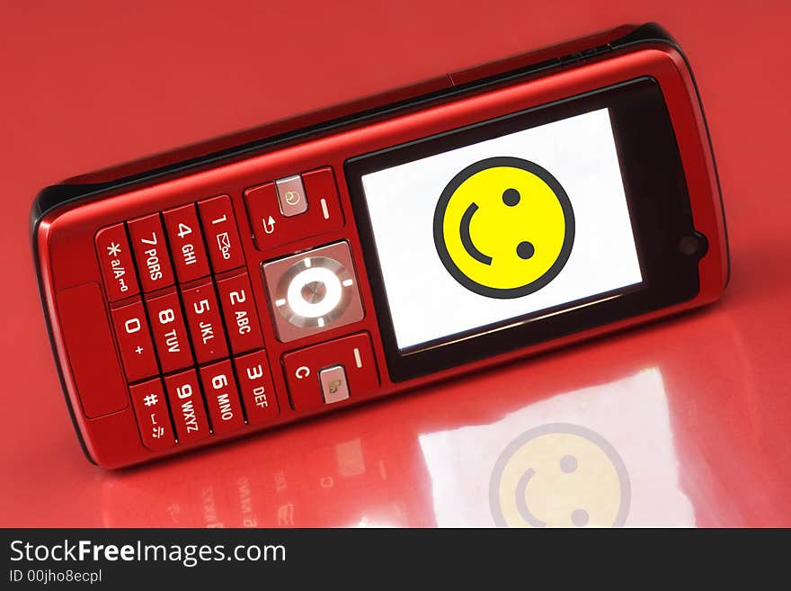 Mobile phone short message - Yellow smiley. Mobile phone short message - Yellow smiley