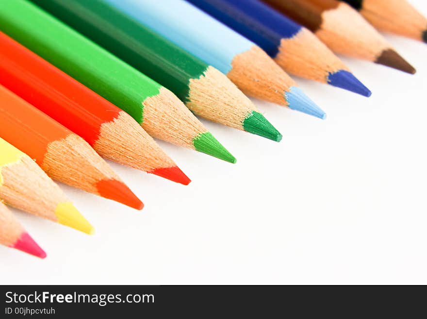 Set of coloured pencil on white background. Set of coloured pencil on white background