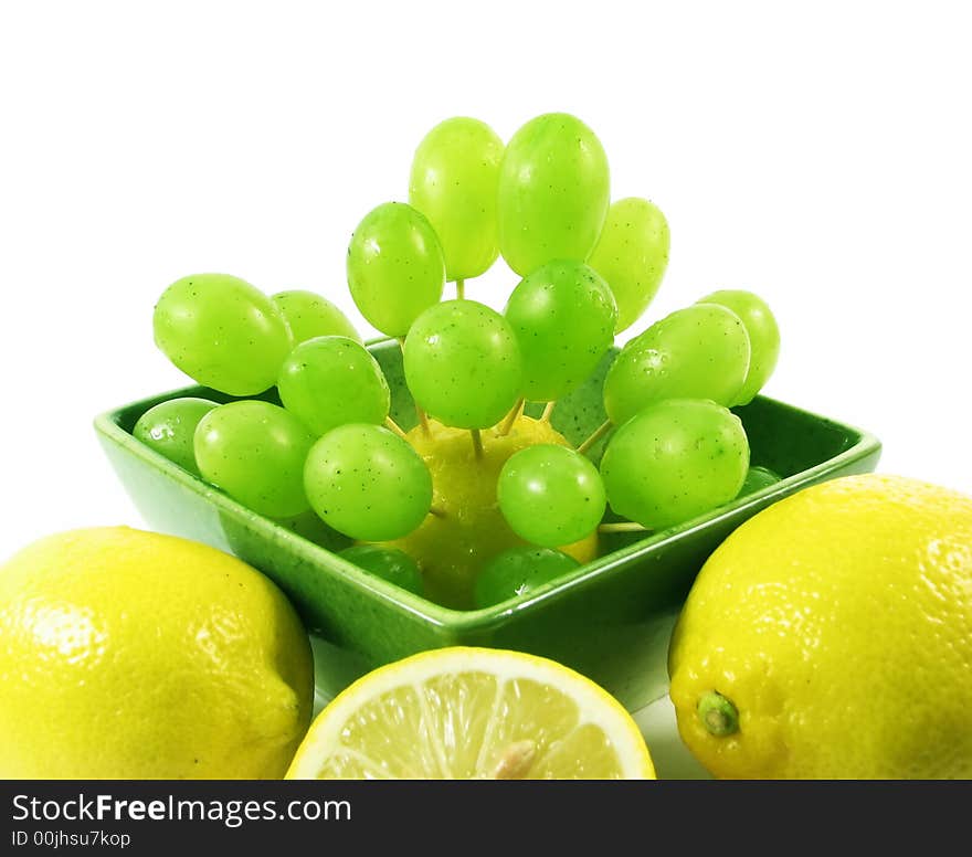 Grapes fruit and lemons