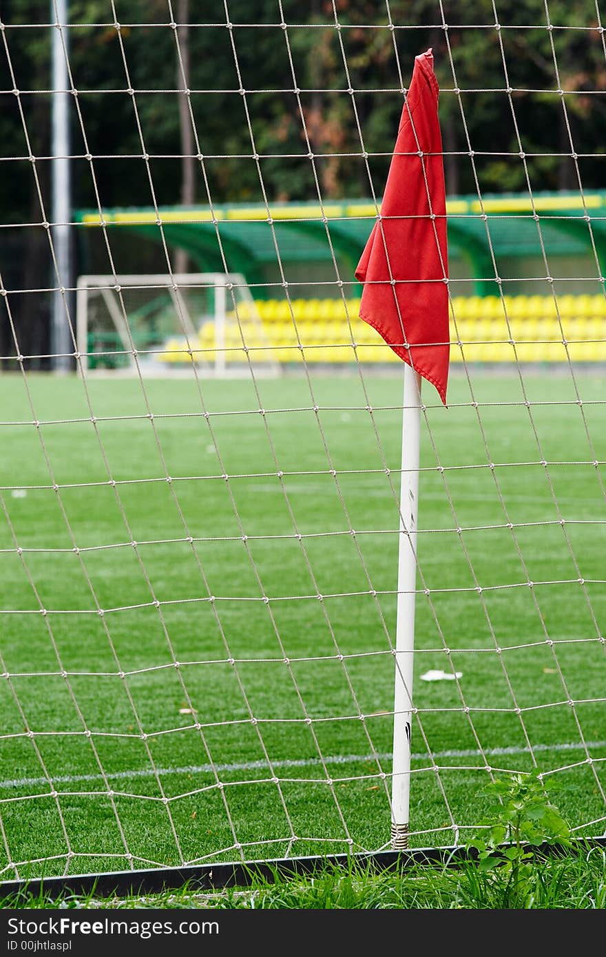 Flag on the edge of the football playground. Flag on the edge of the football playground