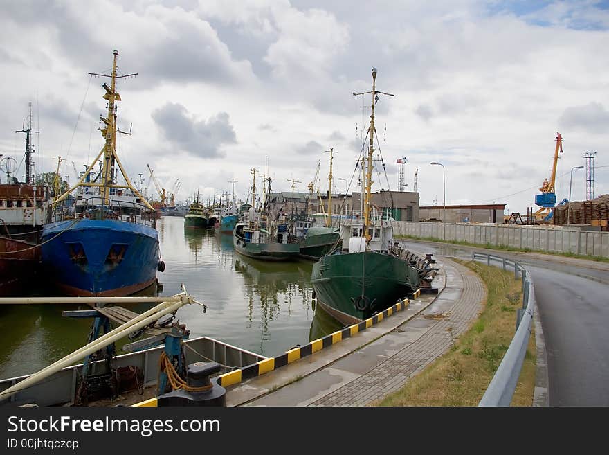 Old fishing vessels in the port. Old fishing vessels in the port