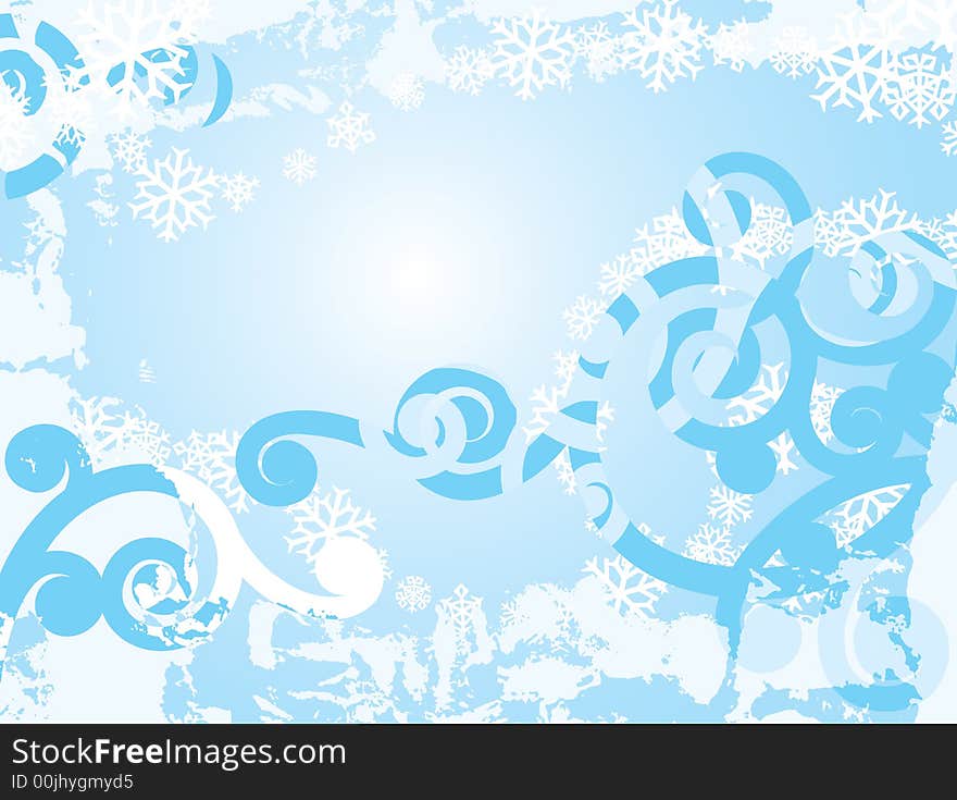 Vector background In grunge style with snowflakes