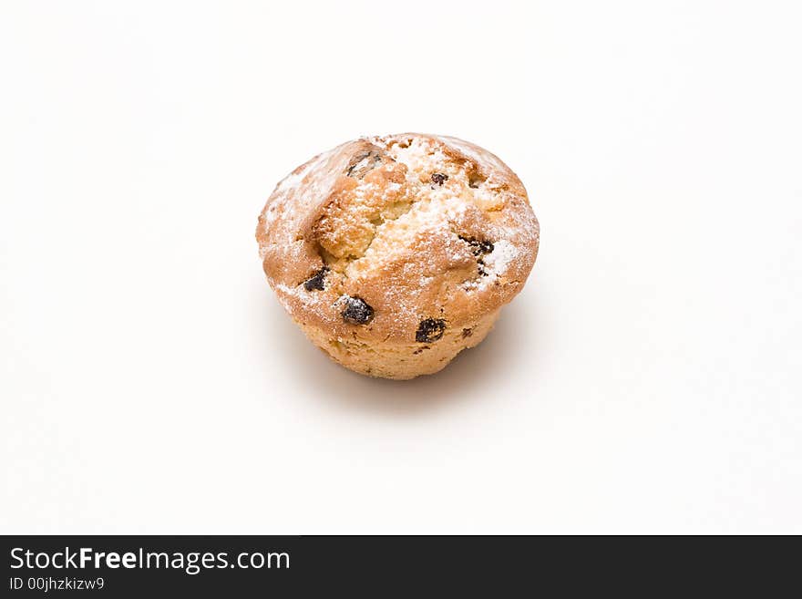 Cake with raisins isolated