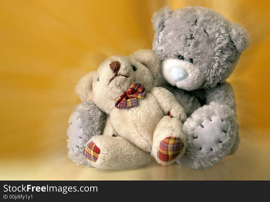 Two teddy bear hugging each other. Two teddy bear hugging each other