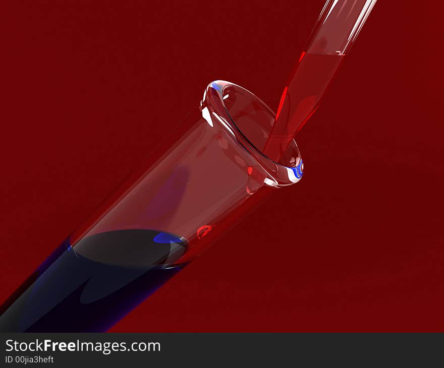 3d illustration of a test tube and an eyedropper. 3d illustration of a test tube and an eyedropper