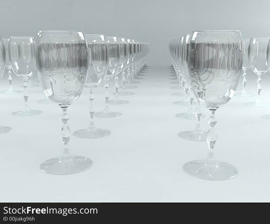 Rows of crystal glasses