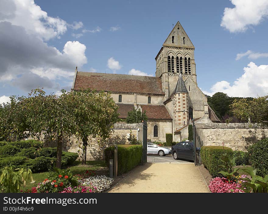 View on a small town church in a France province. View on a small town church in a France province