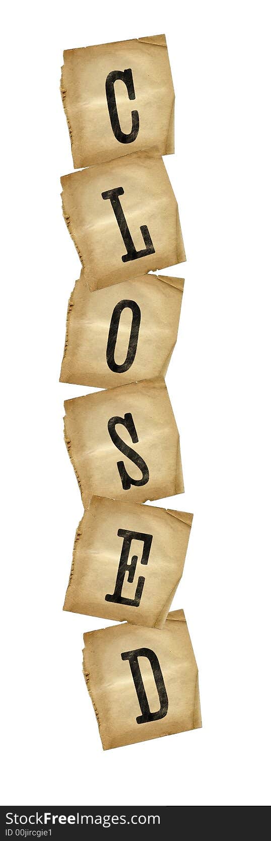 Grungy brown letters forming the word CLOSED