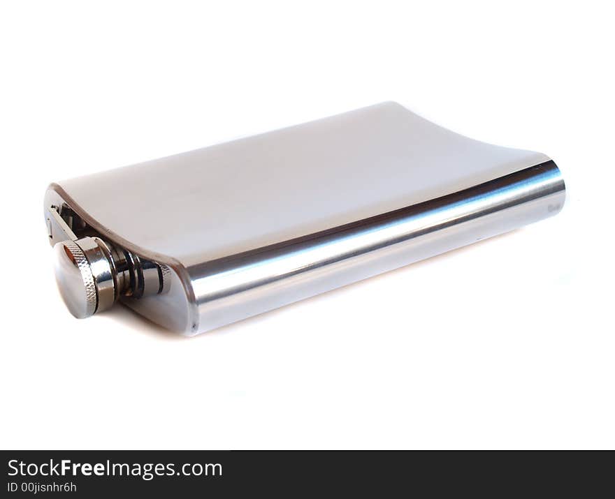 Steel flask isolated on a white background. Steel flask isolated on a white background