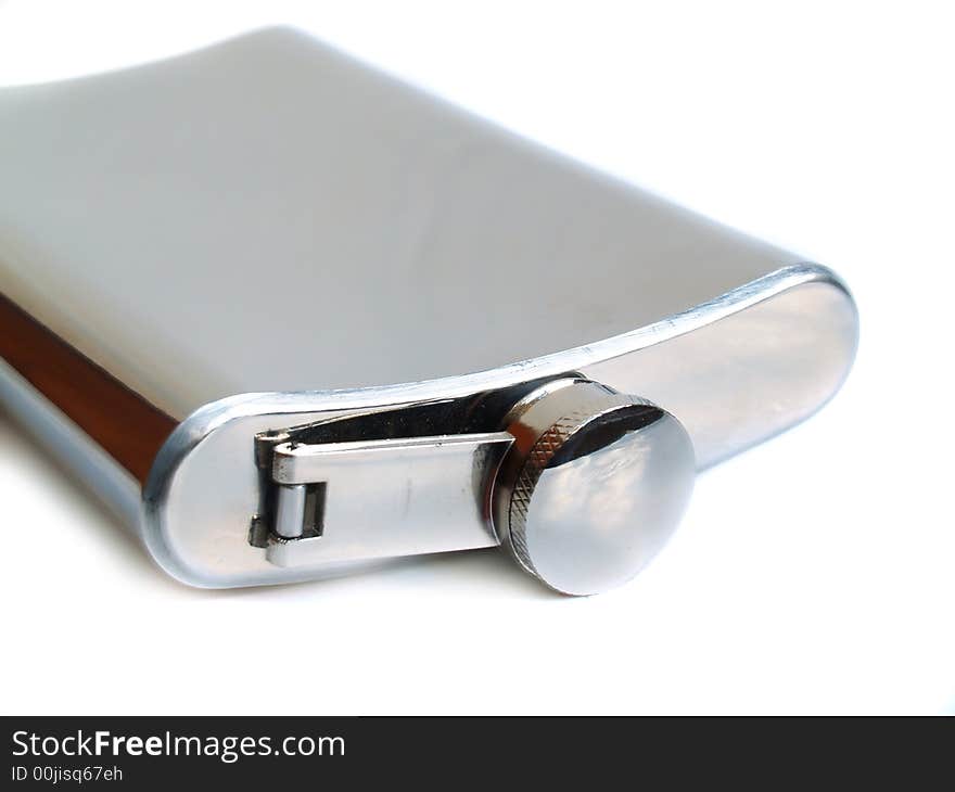 Steel flask isolated on a white background