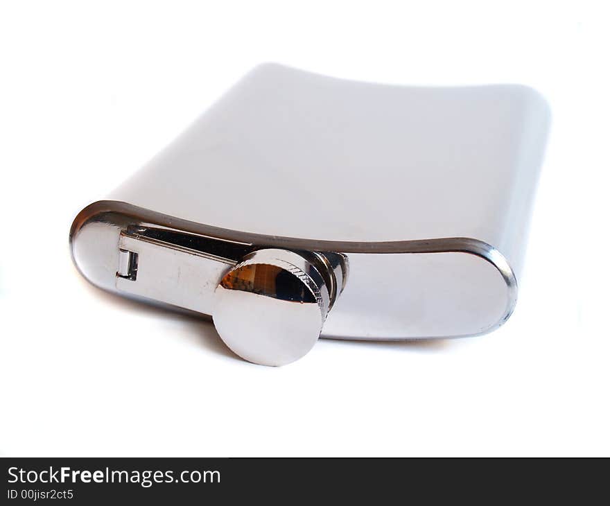 Steel flask isolated on a white background