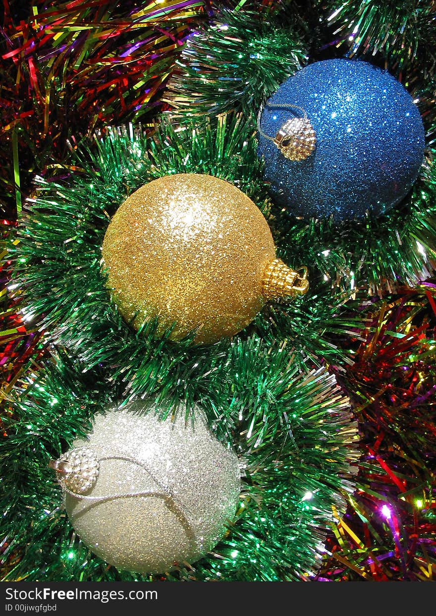 composition of color christmas balls