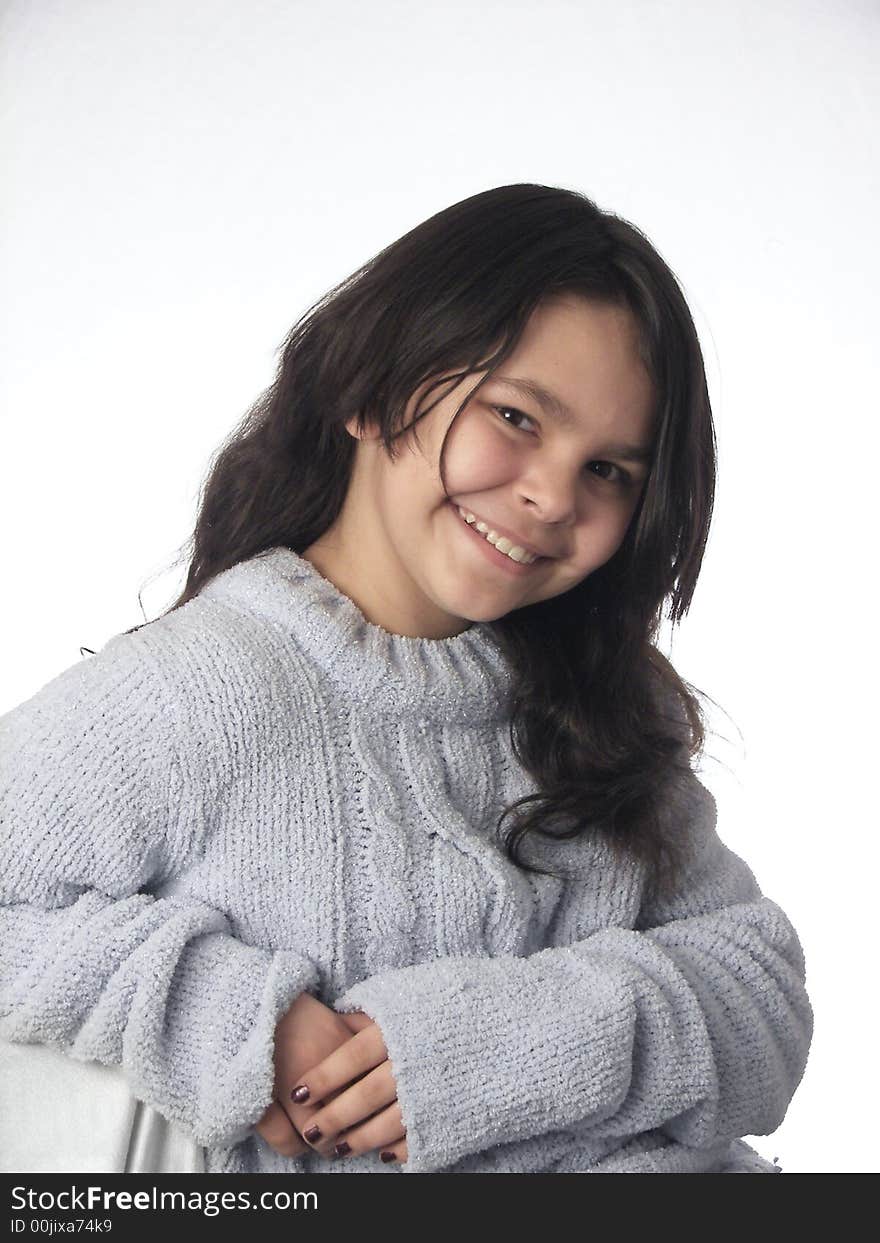 Girl posing for a school portrait. Girl posing for a school portrait.