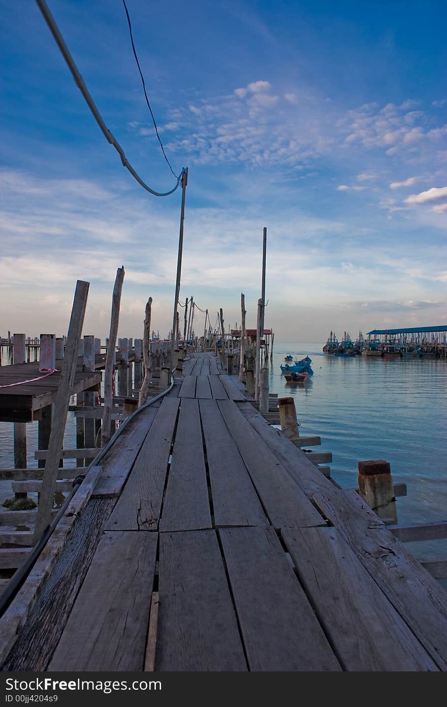 Twilight wooden jetty