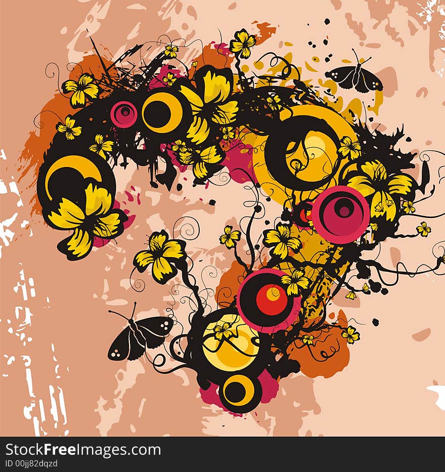 Floral foliage background with butterflies. EPS file available. Floral foliage background with butterflies. EPS file available.