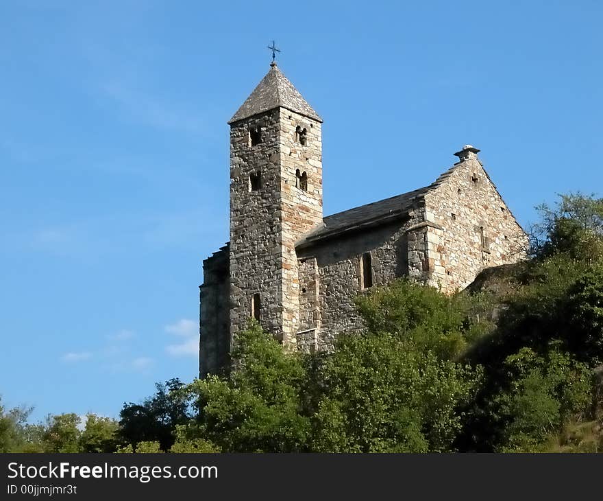 A little church in the Alps near Sion, Switzerland