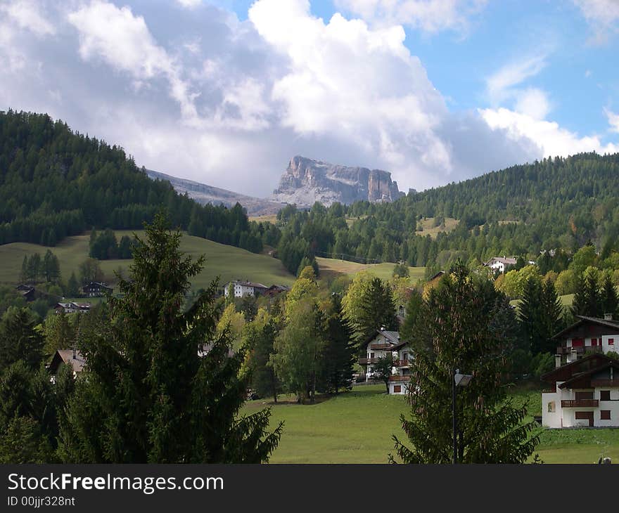 A view of Dolomitic mountains in Italy