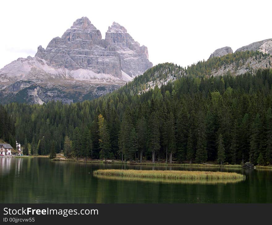 A view of Dolomitic mountains in Italy