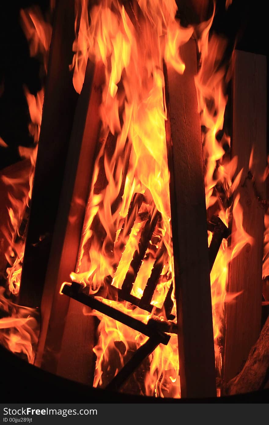 Detail of a large bonfire at night. Detail of a large bonfire at night