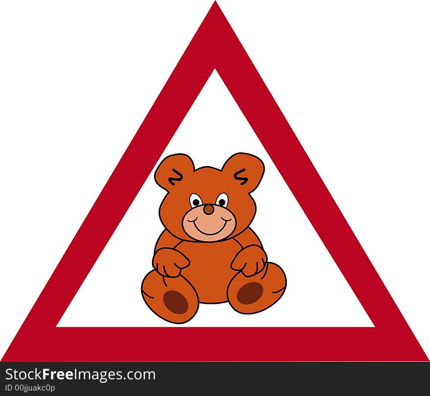 Informationboard: attention of teddies. This file is also available as Illustrator-file