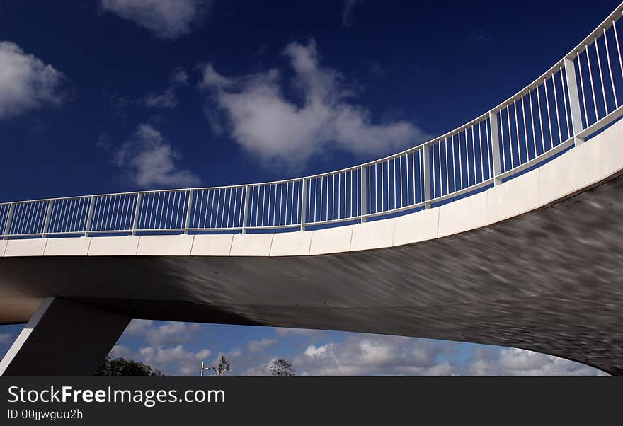 Detail of a Brand New Modern Bridge in a beautiful dark blue sky background