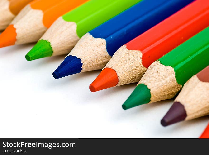 Close up of vividly colored crayons. Close up of vividly colored crayons