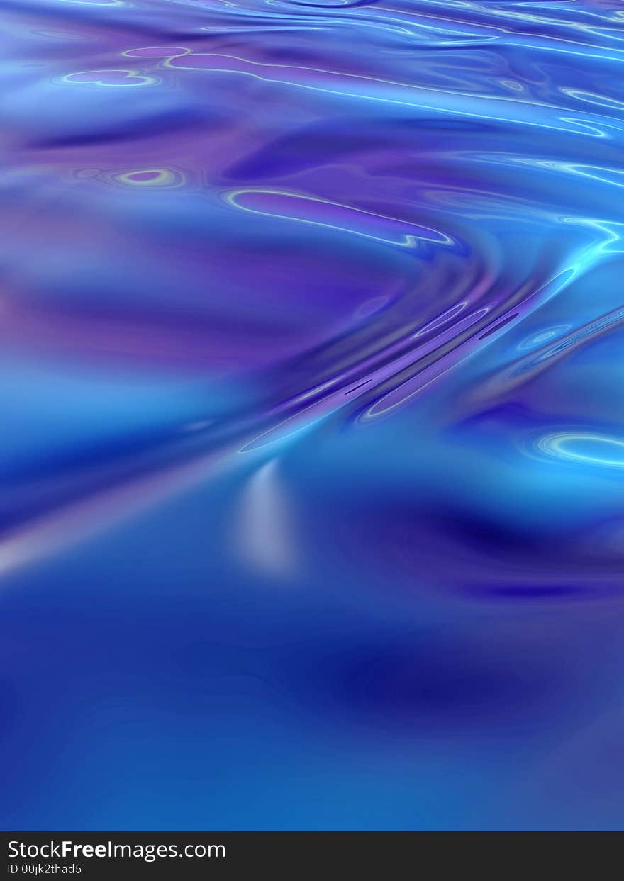 Abstract waves on a dark blue liquid - digital artwork