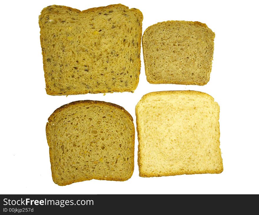 Four bread on the white background