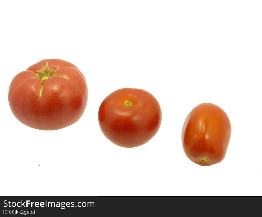 Three tomato on the white background