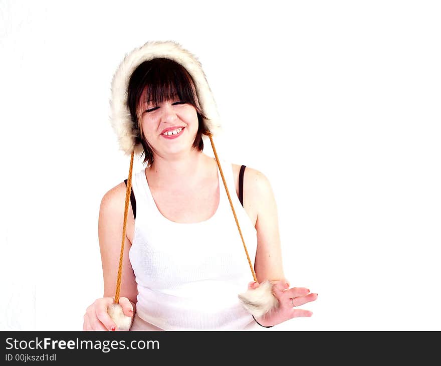 Portrait of a young brunette rocker girl