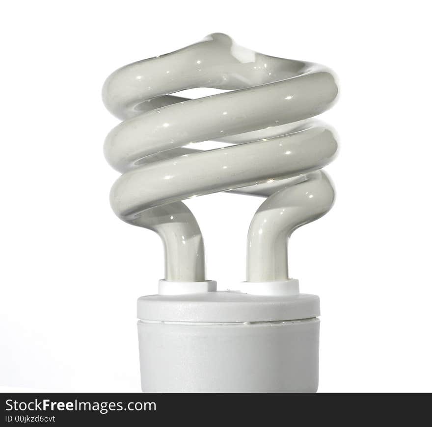 Spiral Energy Saving Light Bulb On A White Background