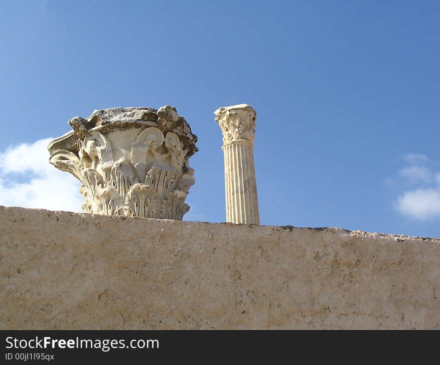 Ancient columns in ruins of Carthage, Tunisia. Ancient columns in ruins of Carthage, Tunisia