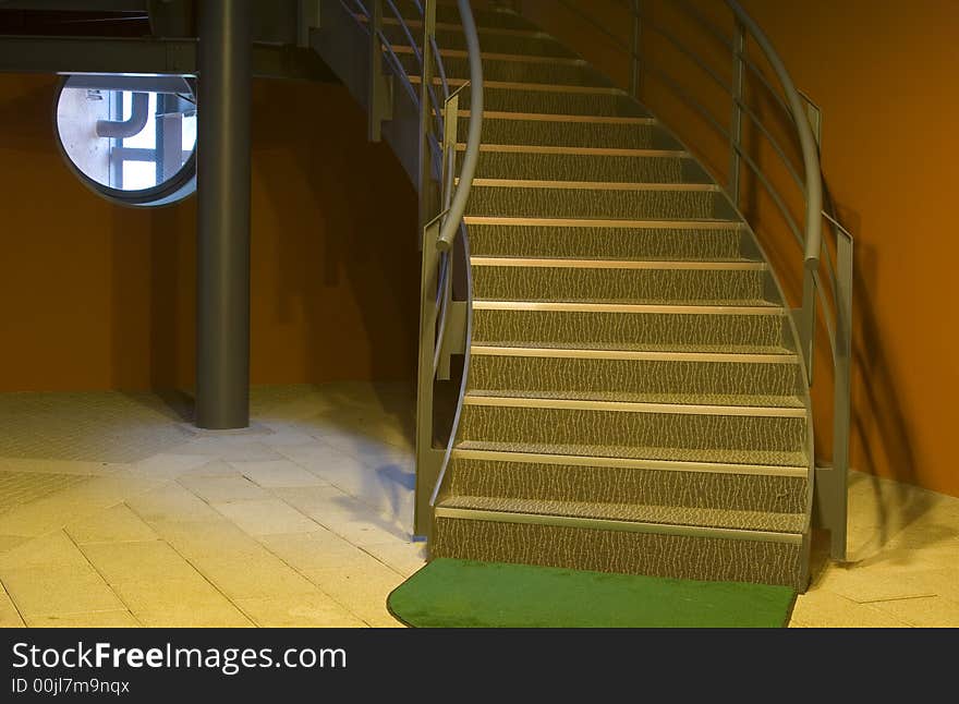 A modern spiral staircase in a hotel